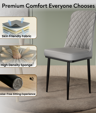 FurniVo IKON Premium Dining Chair with Cushioned Seat & Metal Legs | Premium Accent Chair for Living Room, Bedroom & Balcony | D.I.Y