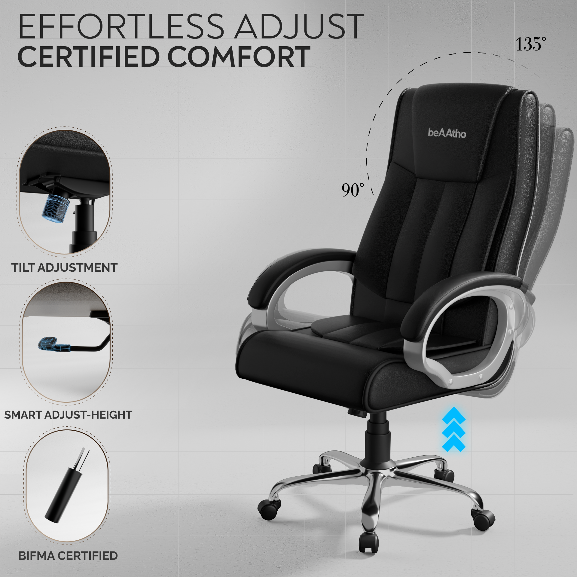 Berlin Orthopedic Boss Chair -3-Year Warranty | Breathable Executive Office Chair | Ergonomic High- Back Chair-Cushioned Seat & Armrests | Metal Base.