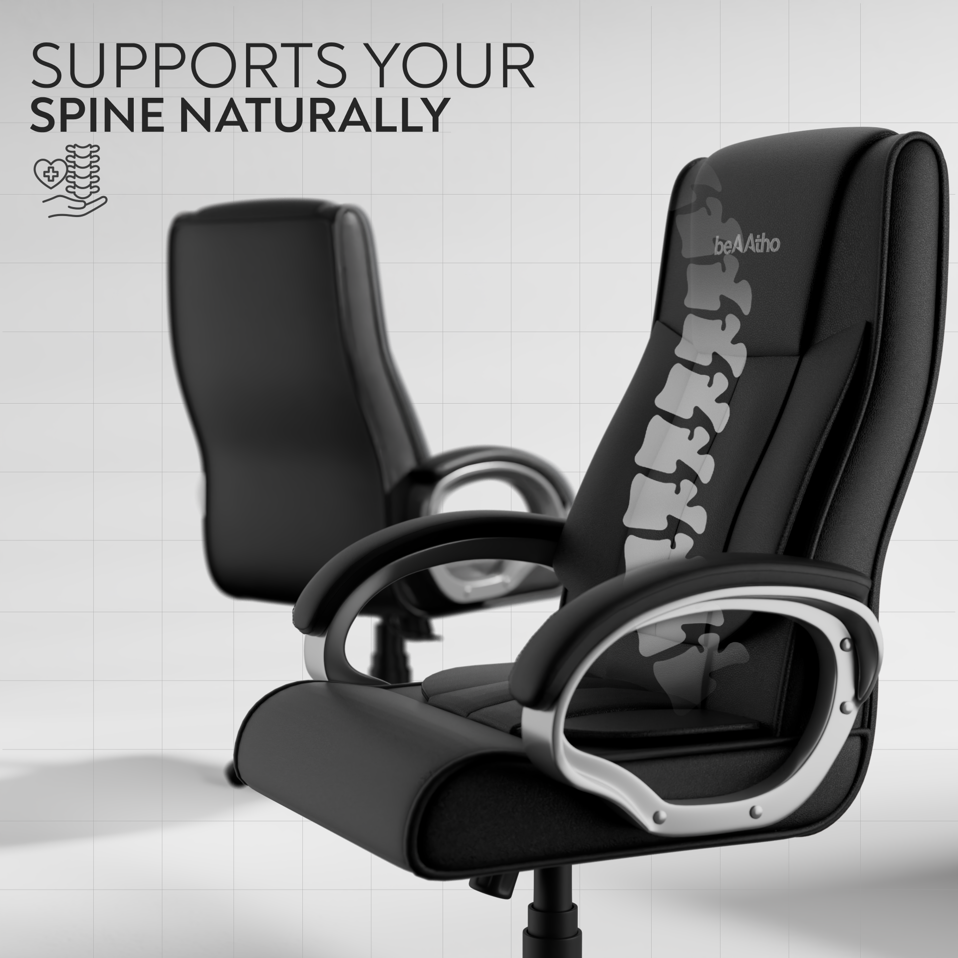 Berlin Orthopedic Boss Chair -3-Year Warranty | Breathable Executive Office Chair | Ergonomic High- Back Chair-Cushioned Seat & Armrests | Metal Base.