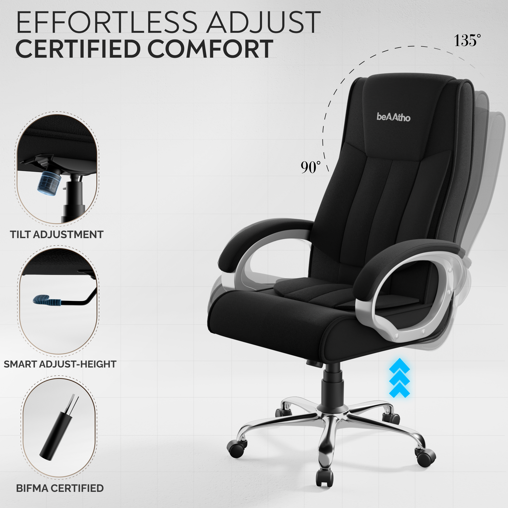 Berlin Orthopedic Boss Chair -3-Year Warranty | Breathable Executive Office Chair | Ergonomic High- Back Chair-Cushioned Seat & Armrests | Metal Base.