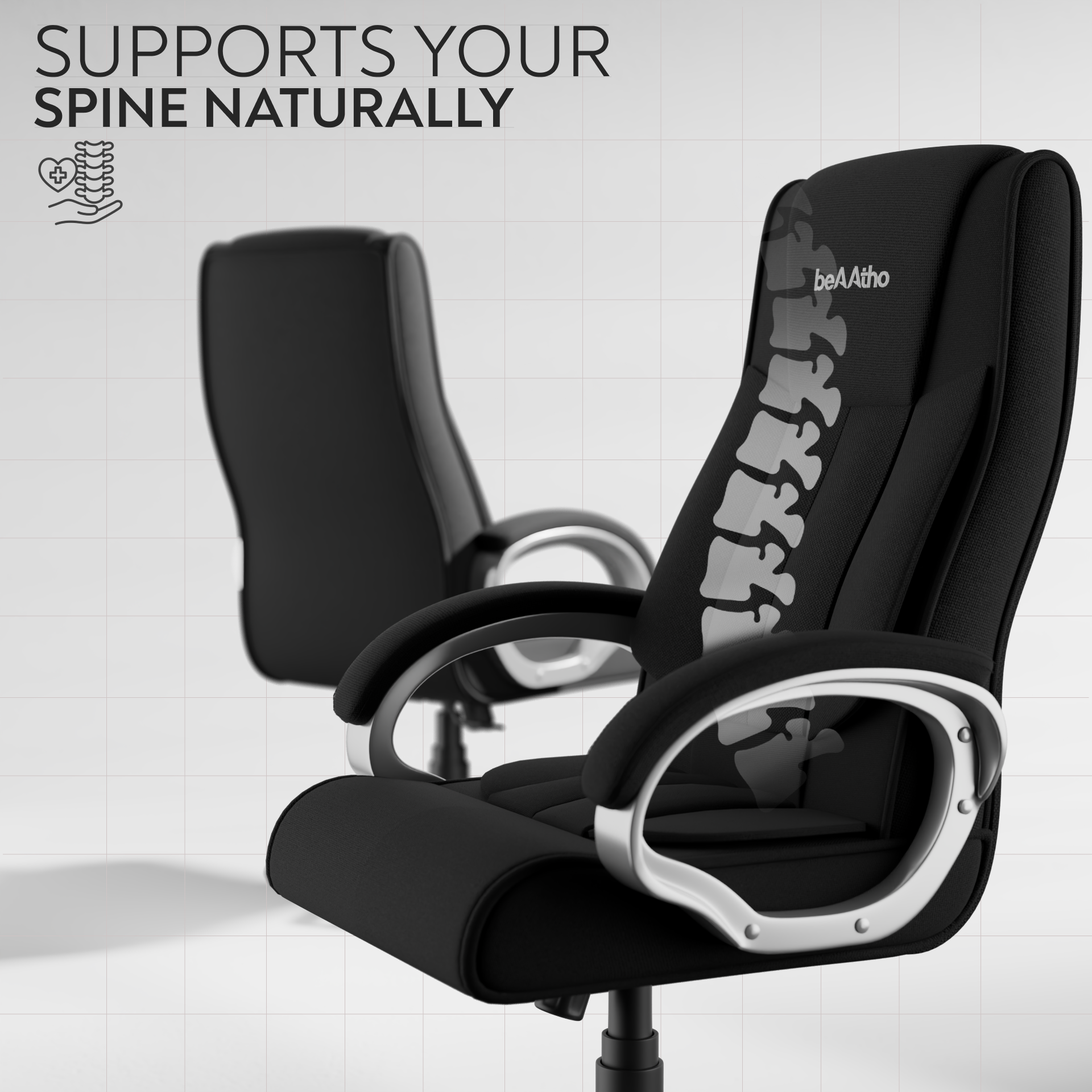Berlin Orthopedic Boss Chair -3-Year Warranty | Breathable Executive Office Chair | Ergonomic High- Back Chair-Cushioned Seat & Armrests | Metal Base.