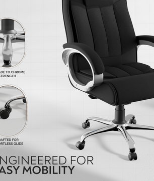 Berlin Orthopedic Boss Chair -3-Year Warranty | Breathable Executive Office Chair | Ergonomic High- Back Chair-Cushioned Seat & Armrests | Metal Base.