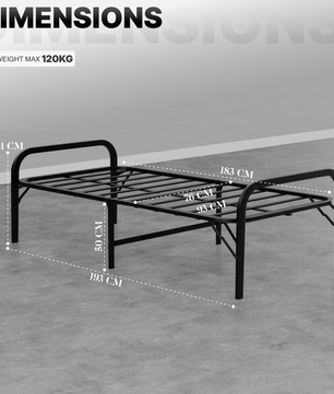 beAAtho® Metal Folding Single Bed Without Mattress | Guest Bed | Easily Storable Bed | Space Saving Single Bed | Sturdy Bed Frame (2.5ft x 6ft)