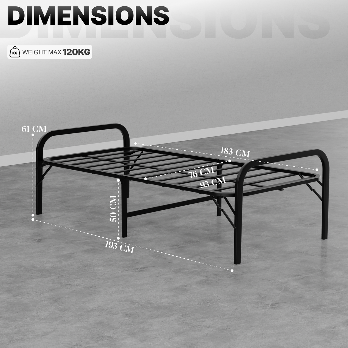 beAAtho® Metal Folding Single Bed Without Mattress | Guest Bed | Easily Storable Bed | Space Saving Single Bed | Sturdy Bed Frame (2.5ft x 6ft)