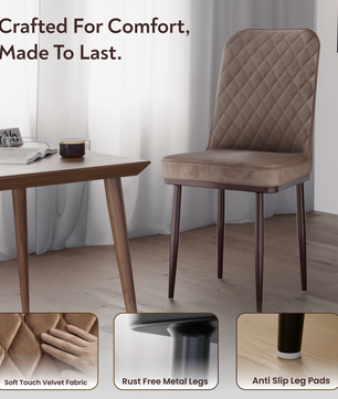 FurniVo IKON Premium Dining Chair with Cushioned Seat & Metal Legs | Premium Accent Chair for Living Room, Bedroom & Balcony | D.I.Y