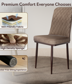 FurniVo IKON Premium Dining Chair with Cushioned Seat & Metal Legs | Premium Accent Chair for Living Room, Bedroom & Balcony | D.I.Y
