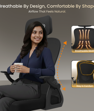 FurniVo Spark Ergonomic High Back Office Chair with 3D Adjustable Armrest, Adjustable Lumbar Support, Revolving Mesh Chair - Home & Office