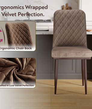 FurniVo IKON Premium Dining Chair with Cushioned Seat & Metal Legs | Premium Accent Chair for Living Room, Bedroom & Balcony | D.I.Y