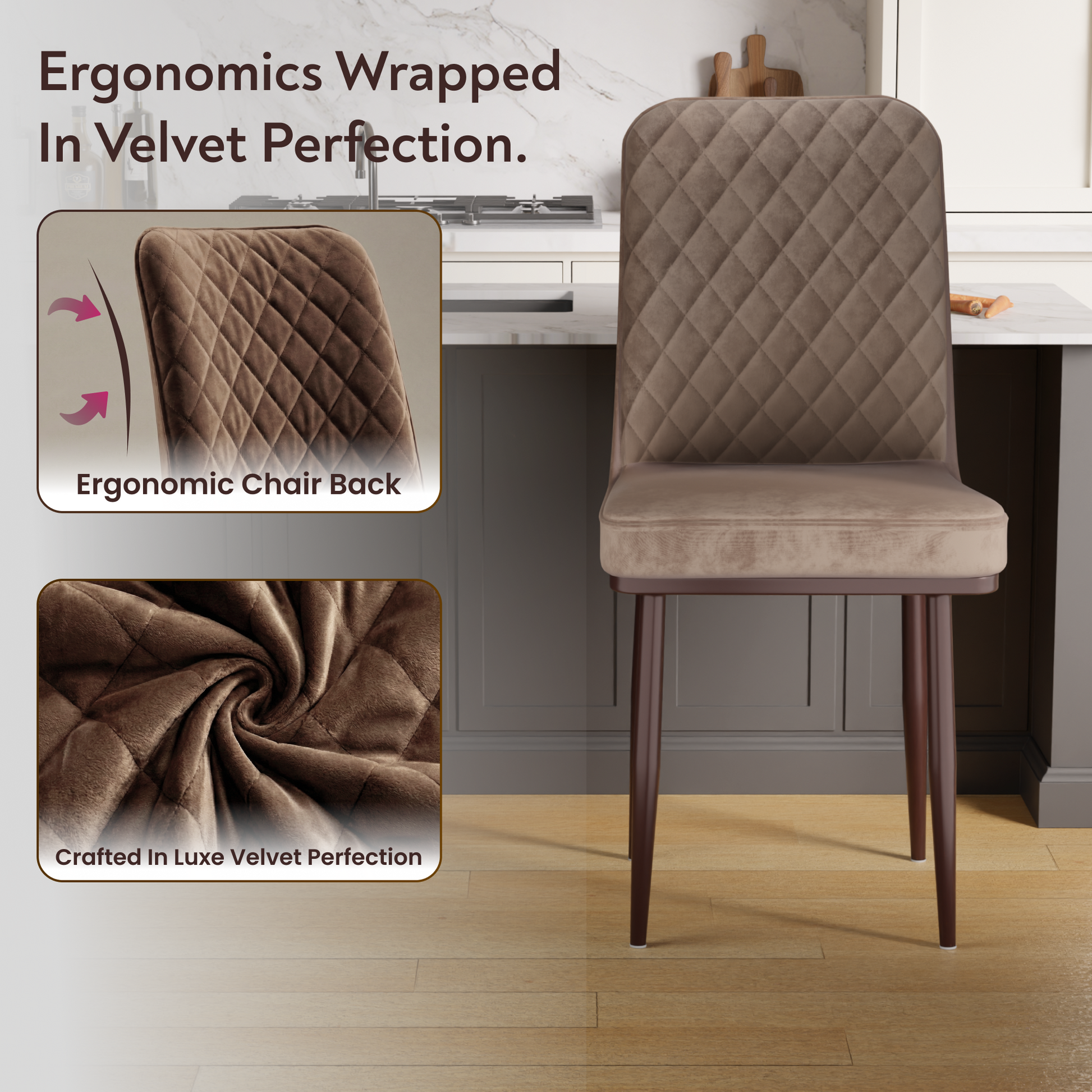 FurniVo IKON Premium Dining Chair with Cushioned Seat & Metal Legs | Premium Accent Chair for Living Room, Bedroom & Balcony | D.I.Y