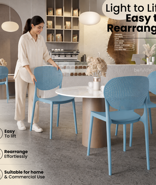 beAAtho Flora Stackable Multipurpose Chair | Modern Accent Chair for Home, Dining, Kitchen, Cafe & Restaurants | Durable Polypropylene | 3-Year Warranty