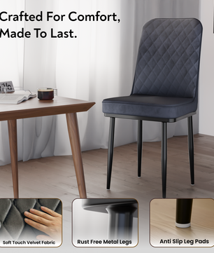 FurniVo IKON Premium Dining Chair with Cushioned Seat & Metal Legs | Premium Accent Chair for Living Room, Bedroom & Balcony | D.I.Y