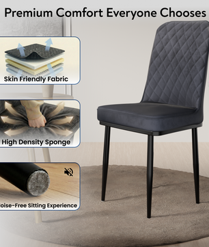 FurniVo IKON Premium Dining Chair with Cushioned Seat & Metal Legs | Premium Accent Chair for Living Room, Bedroom & Balcony | D.I.Y