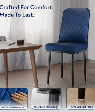 FurniVo IKON Premium Dining Chair with Cushioned Seat & Metal Legs | Premium Accent Chair for Living Room, Bedroom & Balcony | D.I.Y