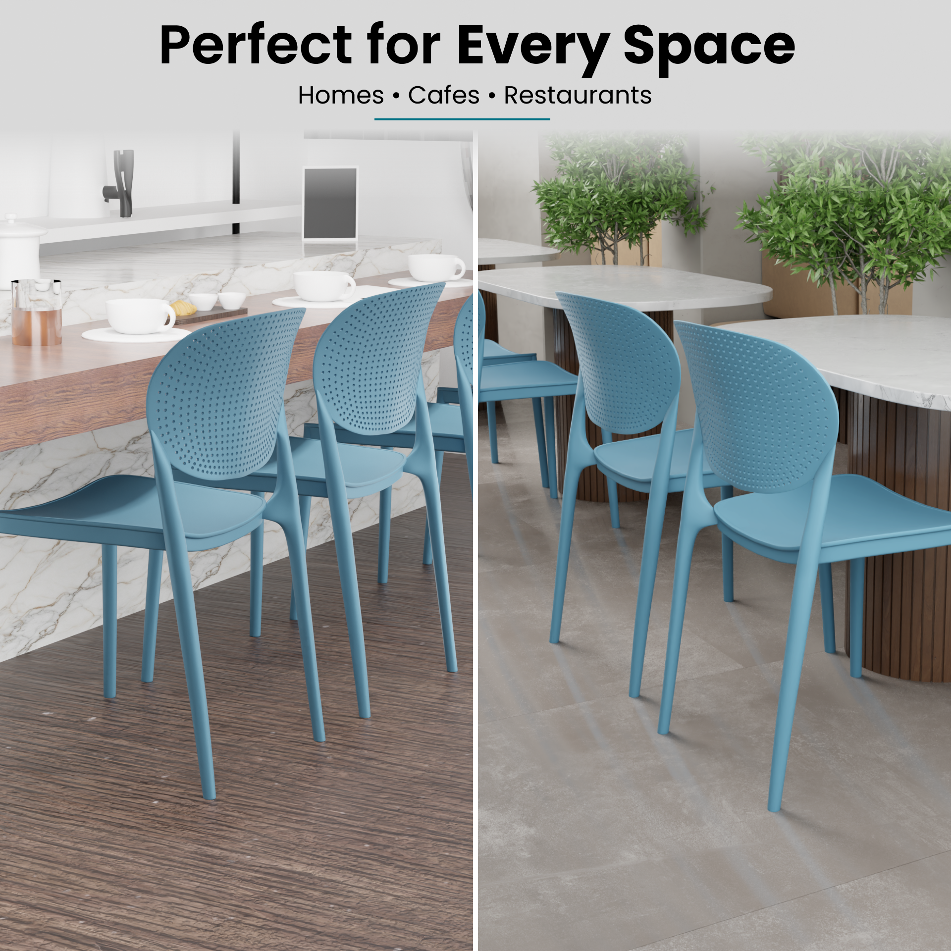 beAAtho Flora Stackable Multipurpose Chair | Modern Accent Chair for Home, Dining, Kitchen, Cafe & Restaurants | Durable Polypropylene | 3-Year Warranty