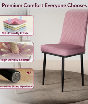 FurniVo IKON Premium Dining Chair with Cushioned Seat & Metal Legs | Premium Accent Chair for Living Room, Bedroom & Balcony | D.I.Y