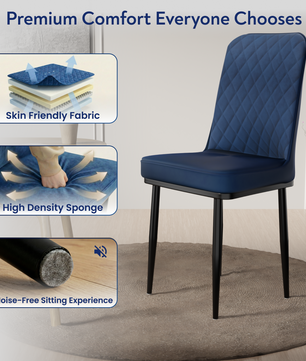 FurniVo IKON Premium Dining Chair with Cushioned Seat & Metal Legs | Premium Accent Chair for Living Room, Bedroom & Balcony | D.I.Y
