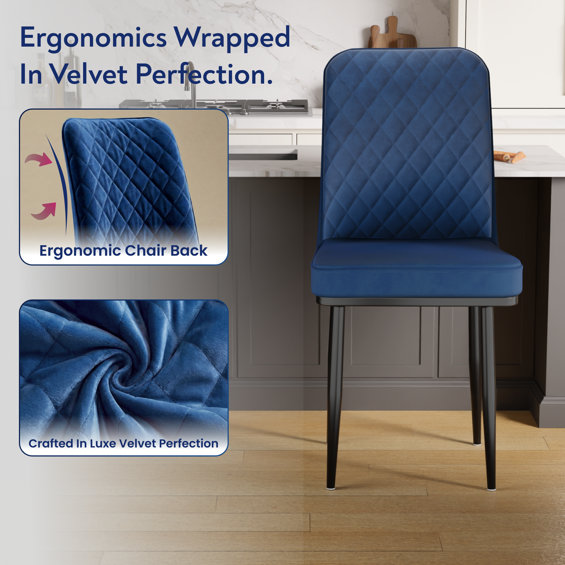 FurniVo IKON Premium Dining Chair with Cushioned Seat & Metal Legs | Premium Accent Chair for Living Room, Bedroom & Balcony | D.I.Y