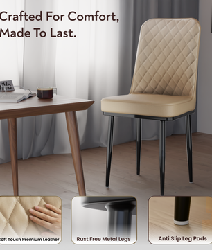 FurniVo IKON Premium Dining Chair with Cushioned Seat & Metal Legs | Premium Accent Chair for Living Room, Bedroom & Balcony | D.I.Y