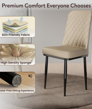 FurniVo IKON Premium Dining Chair with Cushioned Seat & Metal Legs | Premium Accent Chair for Living Room, Bedroom & Balcony | D.I.Y