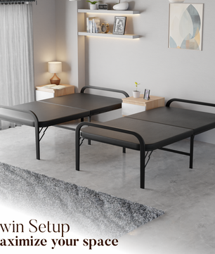 Metal Folding Single Bed | Folding Guest Bed | Space Saving & Easily Storable Bed | Portable Bed Frame | Sturdy Metal Frame | Extra Bed for Home & Guests