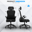 FurniVo Spark Ergonomic High Back Office Chair with 3D Adjustable Armrest, Adjustable Headrest, Lumbar Support, Revolving Mesh Chair - Home & Office