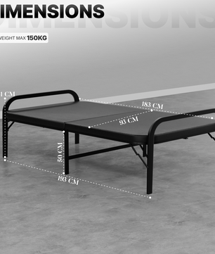 Metal Folding Single Bed | Folding Guest Bed | Space Saving & Easily Storable Bed | Portable Bed Frame | Sturdy Metal Frame | Extra Bed for Home & Guests