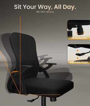 FurniVo Spark Ergonomic High Back Office Chair with 3D Adjustable Armrest, Adjustable Lumbar Support, Revolving Mesh Chair - Home & Office