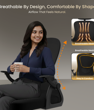 FurniVo Spark Ergonomic High Back Office Chair with 3D Adjustable Armrest, Adjustable Lumbar Support, Revolving Mesh Chair - Home & Office
