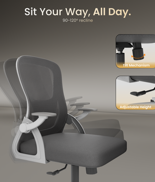 FurniVo Spark Ergonomic High Back Office Chair with 3D Adjustable Armrest, Adjustable Lumbar Support, Revolving Mesh Chair - Home & Office