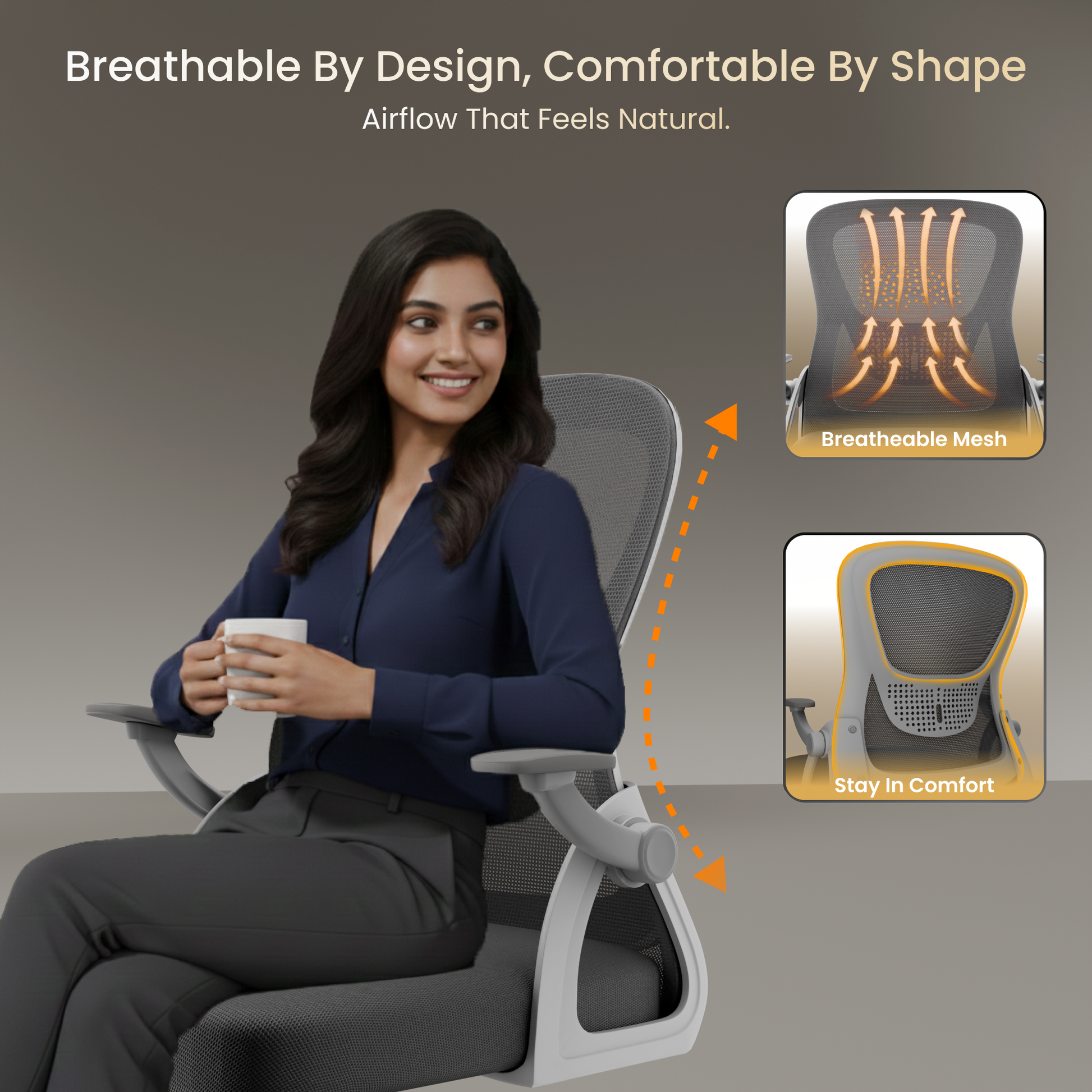 FurniVo Spark Ergonomic High Back Office Chair with 3D Adjustable Armrest, Adjustable Lumbar Support, Revolving Mesh Chair - Home & Office