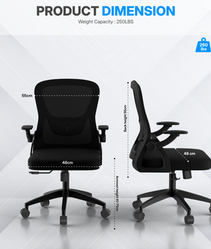 FurniVo Spark Ergonomic High Back Office Chair with 3D Adjustable Armrest, Adjustable Lumbar Support, Revolving Mesh Chair - Home & Office