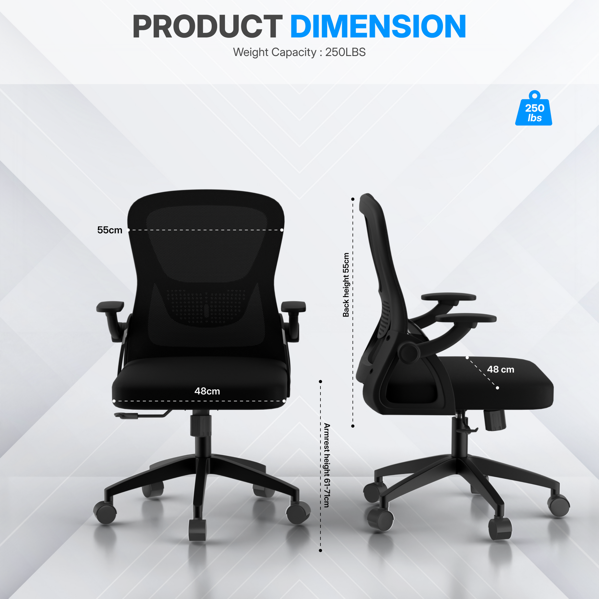 FurniVo Spark Ergonomic High Back Office Chair with 3D Adjustable Armrest, Adjustable Lumbar Support, Revolving Mesh Chair - Home & Office