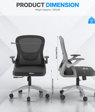 FurniVo Spark Ergonomic High Back Office Chair with 3D Adjustable Armrest, Adjustable Lumbar Support, Revolving Mesh Chair - Home & Office