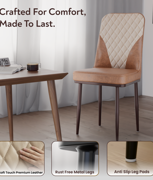 FurniVo IKON Premium Dining Chair with Cushioned Seat & Metal Legs | Premium Accent Chair for Living Room, Bedroom & Balcony | D.I.Y