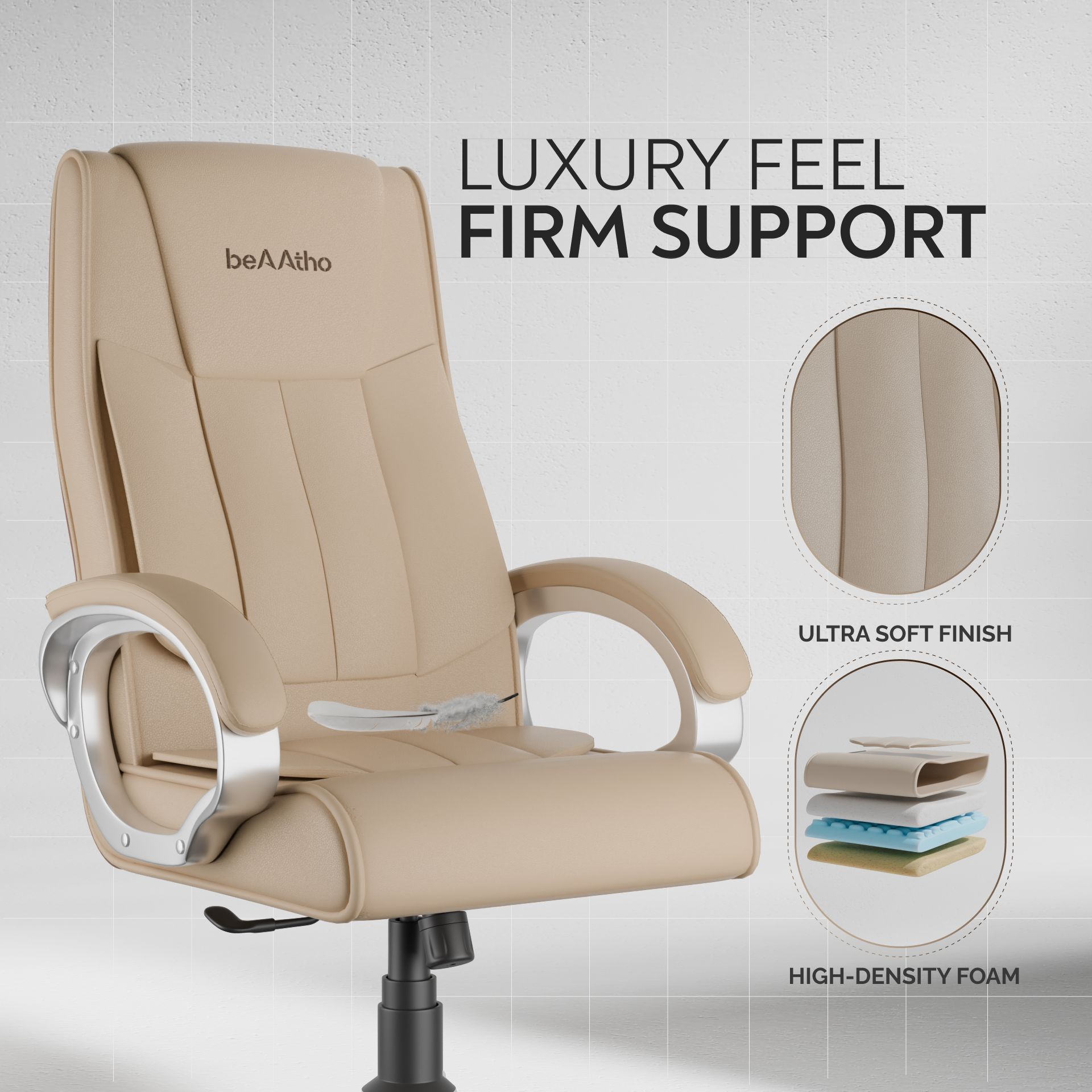 Berlin Orthopedic Boss Chair -3-Year Warranty | Breathable Executive Office Chair | Ergonomic High- Back Chair-Cushioned Seat & Armrests | Metal Base.
