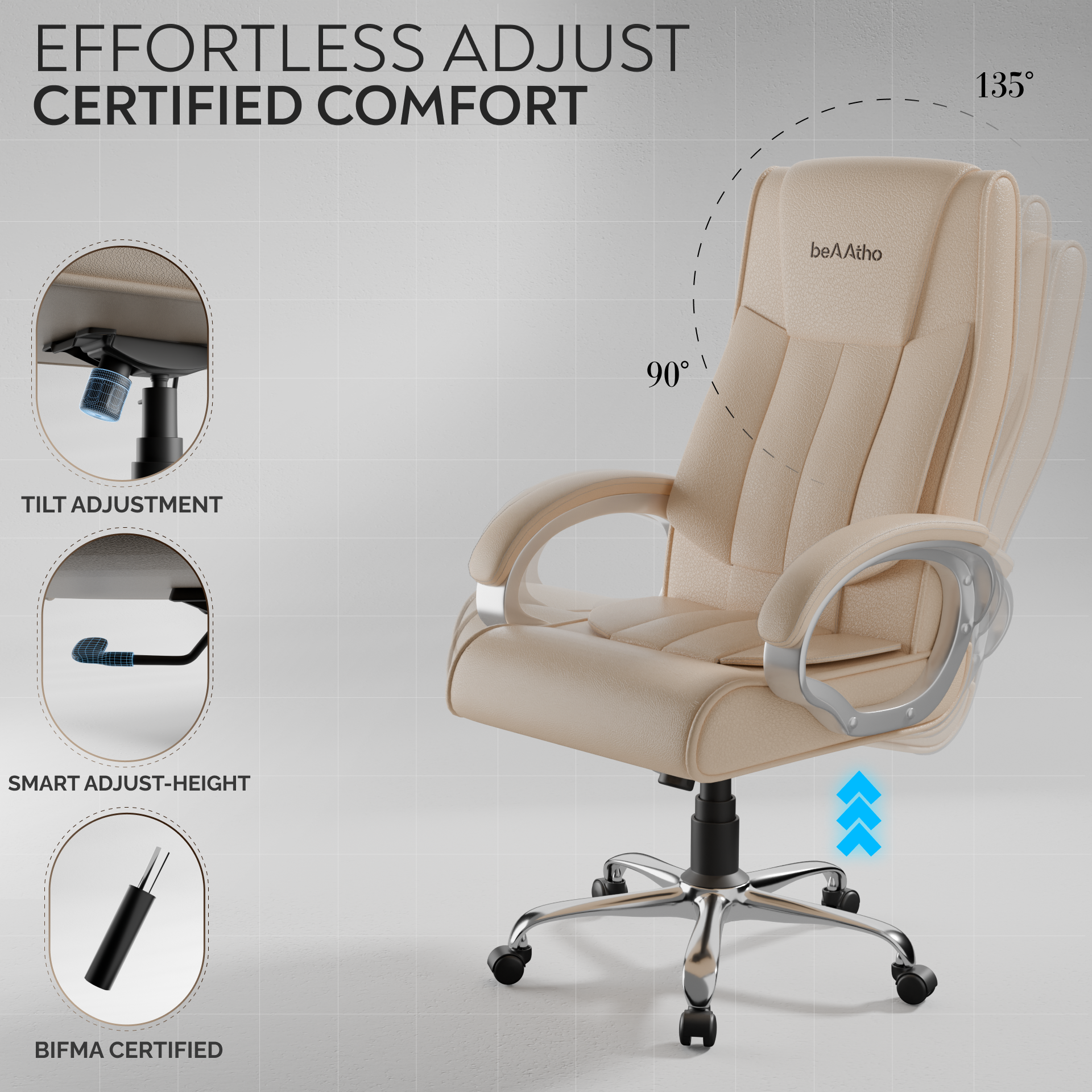 Berlin Orthopedic Boss Chair -3-Year Warranty | Breathable Executive Office Chair | Ergonomic High- Back Chair-Cushioned Seat & Armrests | Metal Base.
