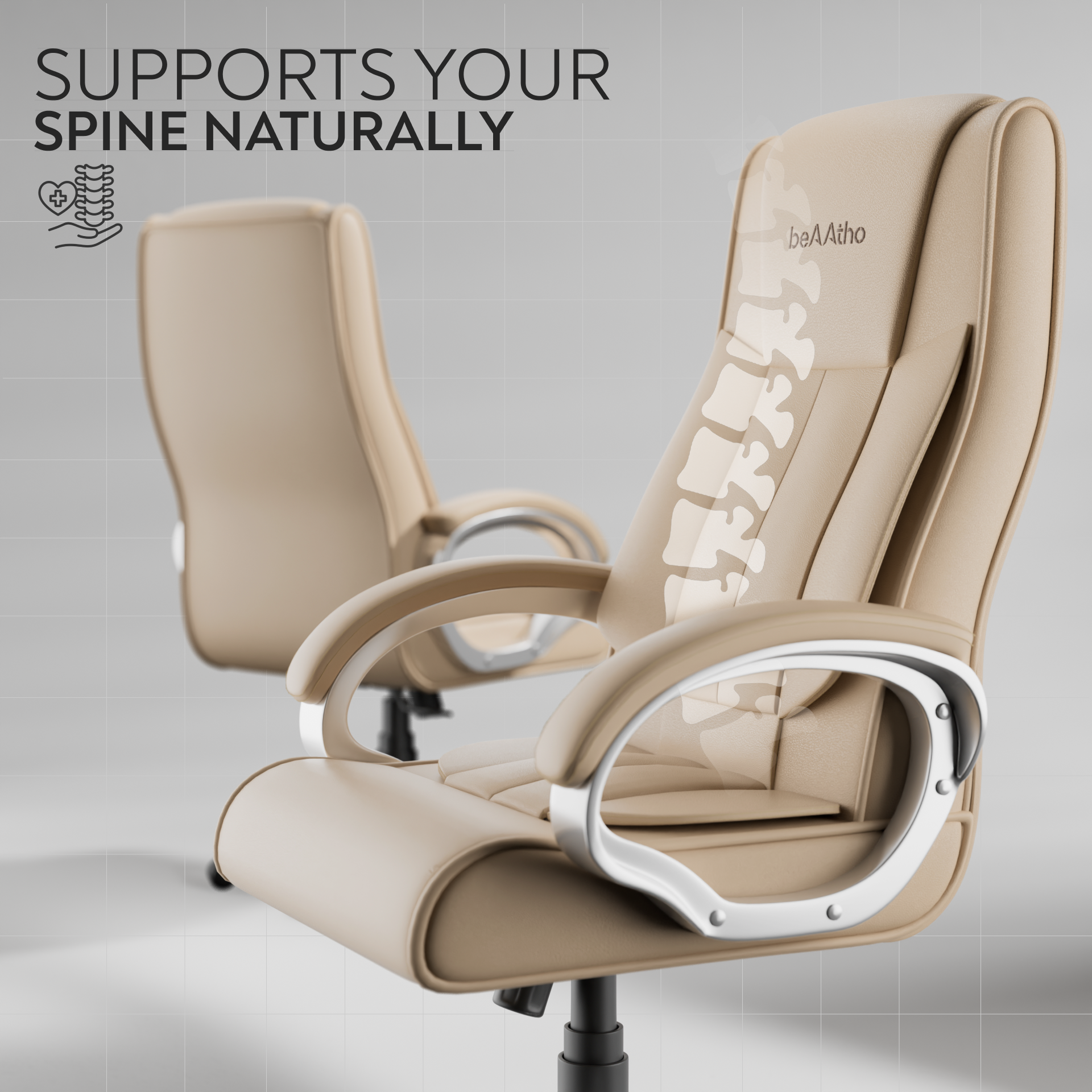 Berlin Orthopedic Boss Chair -3-Year Warranty | Breathable Executive Office Chair | Ergonomic High- Back Chair-Cushioned Seat & Armrests | Metal Base.