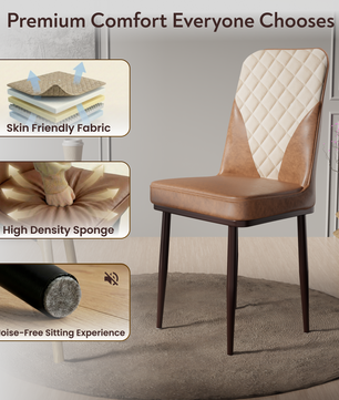 FurniVo IKON Premium Dining Chair with Cushioned Seat & Metal Legs | Premium Accent Chair for Living Room, Bedroom & Balcony | D.I.Y