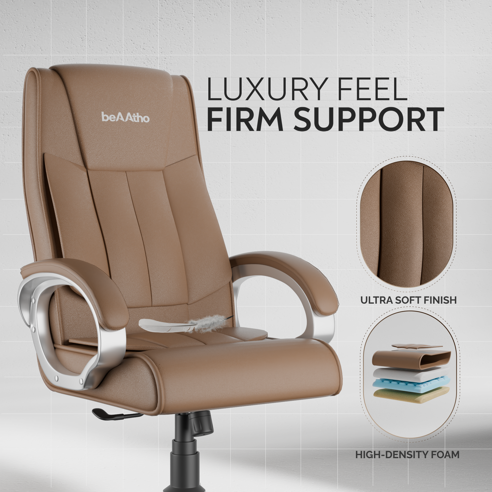 Berlin Orthopedic Boss Chair -3-Year Warranty | Breathable Executive Office Chair | Ergonomic High- Back Chair-Cushioned Seat & Armrests | Metal Base.