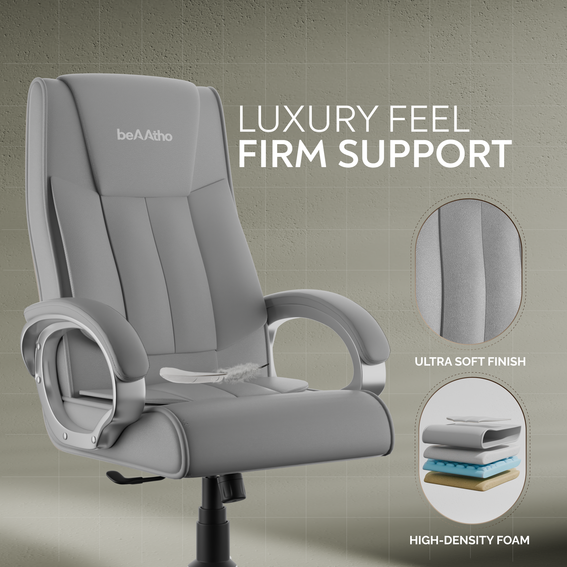 Berlin Orthopedic Boss Chair -3-Year Warranty | Breathable Executive Office Chair | Ergonomic High- Back Chair-Cushioned Seat & Armrests | Metal Base.
