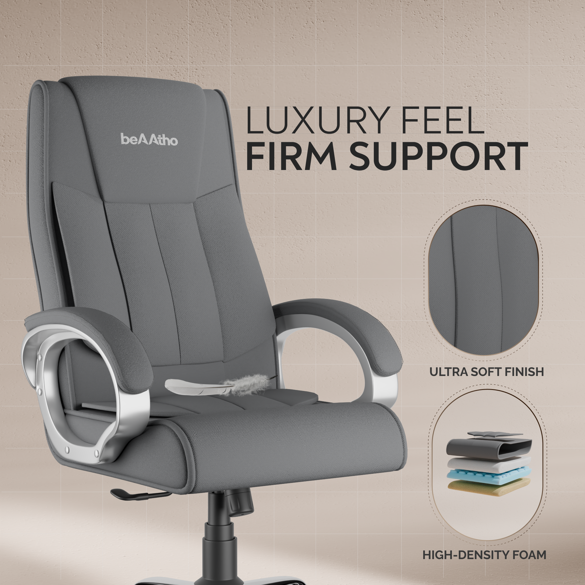 Berlin Orthopedic Boss Chair -3-Year Warranty | Breathable Executive Office Chair | Ergonomic High- Back Chair-Cushioned Seat & Armrests | Metal Base.