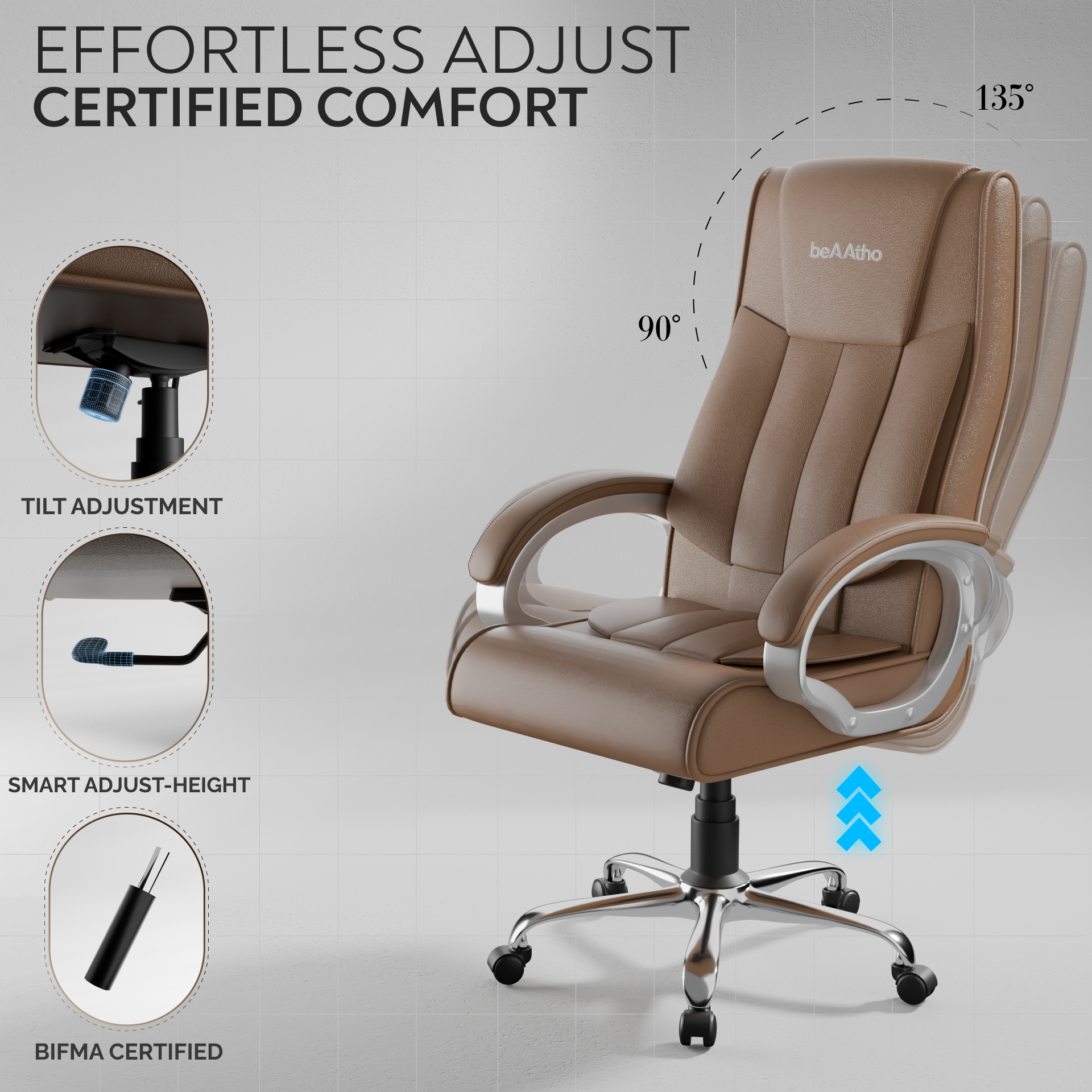 Berlin Orthopedic Boss Chair -3-Year Warranty | Breathable Executive Office Chair | Ergonomic High- Back Chair-Cushioned Seat & Armrests | Metal Base.