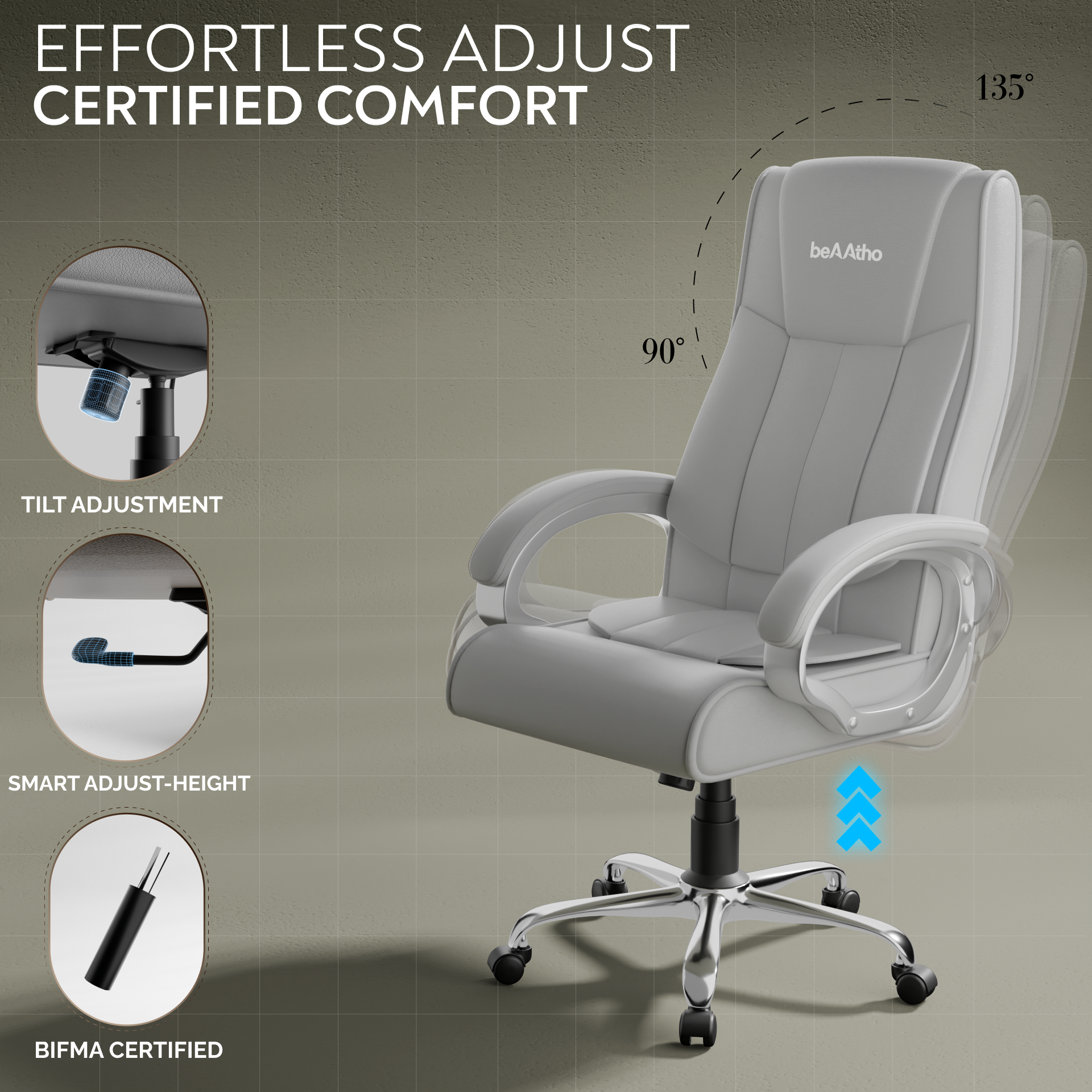 Berlin Orthopedic Boss Chair -3-Year Warranty | Breathable Executive Office Chair | Ergonomic High- Back Chair-Cushioned Seat & Armrests | Metal Base.