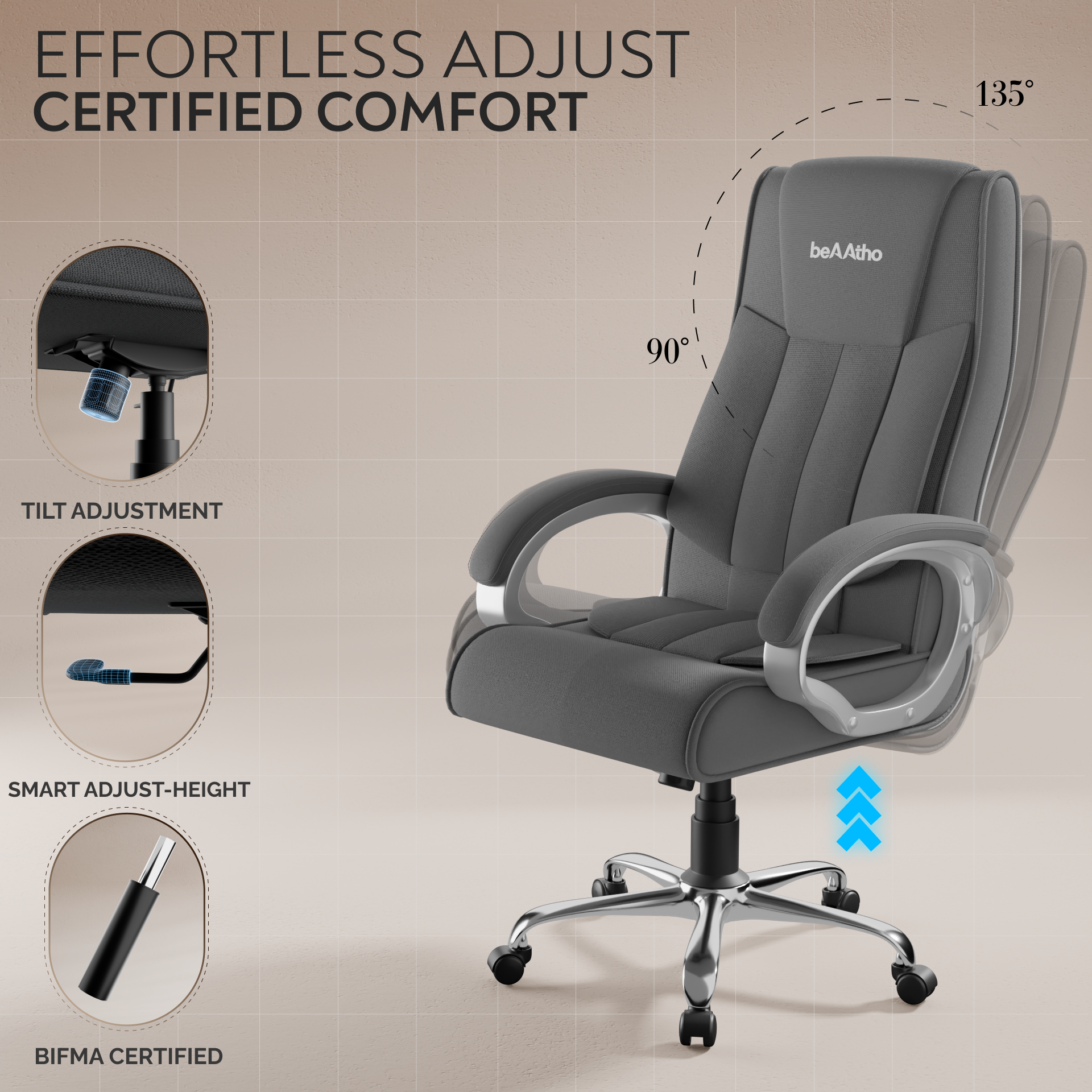 Berlin Orthopedic Boss Chair -3-Year Warranty | Breathable Executive Office Chair | Ergonomic High- Back Chair-Cushioned Seat & Armrests | Metal Base.