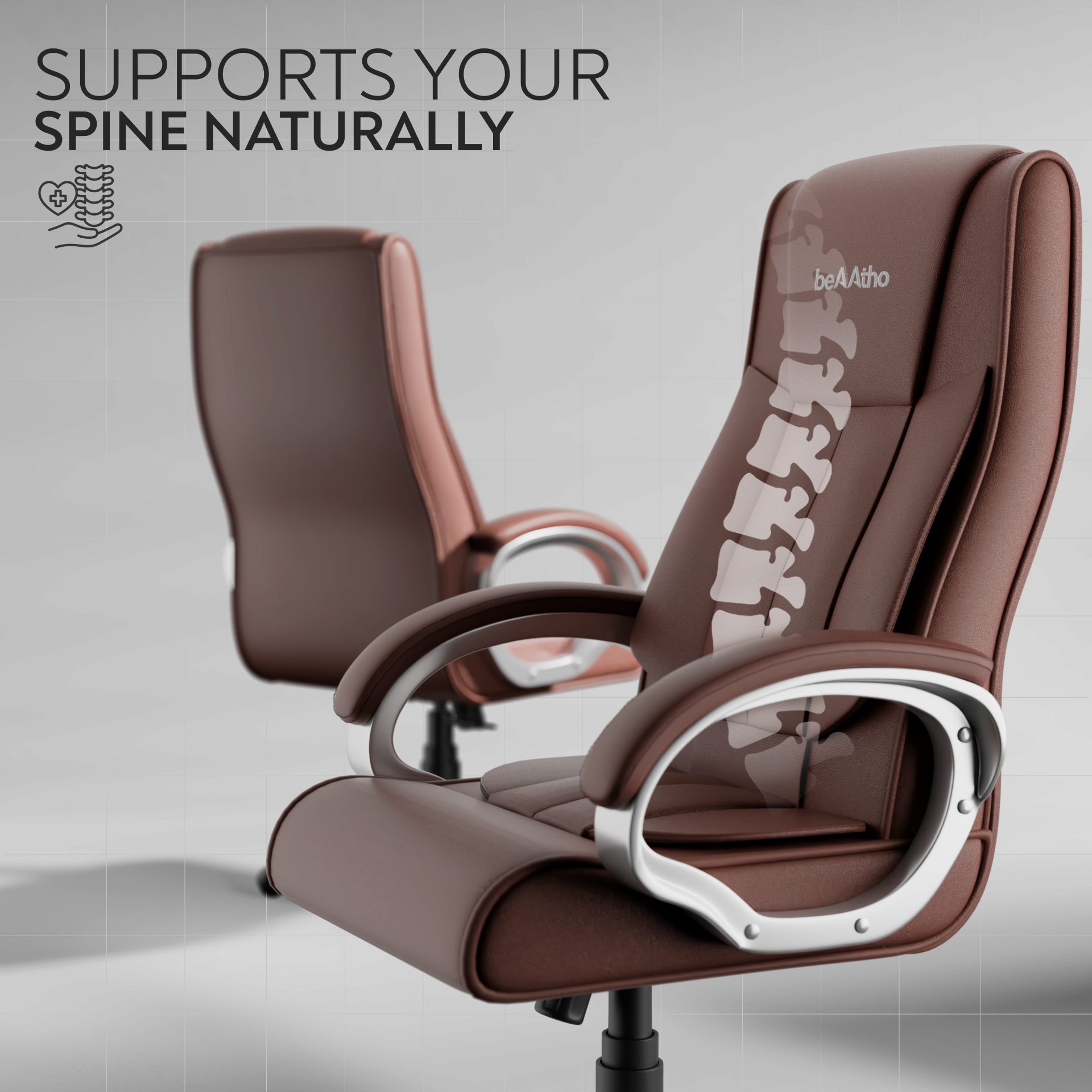 Berlin Orthopedic Boss Chair -3-Year Warranty | Breathable Executive Office Chair | Ergonomic High- Back Chair-Cushioned Seat & Armrests | Metal Base.