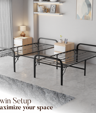 beAAtho® Metal Folding Single Bed Without Mattress | Guest Bed | Easily Storable Bed | Space Saving Single Bed | Sturdy Bed Frame (2.5ft x 6ft)