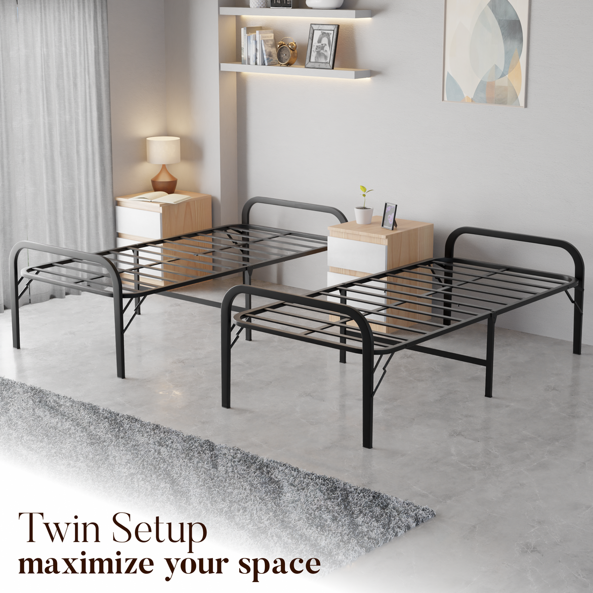 beAAtho® Metal Folding Single Bed Without Mattress | Guest Bed | Easily Storable Bed | Space Saving Single Bed | Sturdy Bed Frame (2.5ft x 6ft)