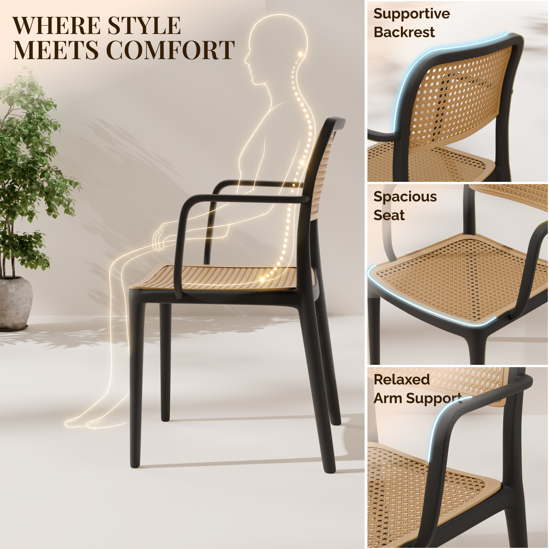 beAAtho Bloom Designer Chair for Dining, Living Room, Bedroom, Cafeteria, Cafe, Restaurant & Hotel | Modern Accent Chair | Ergonomic Comfort | Indoor & Outdoor Use | 3-Year Warranty |