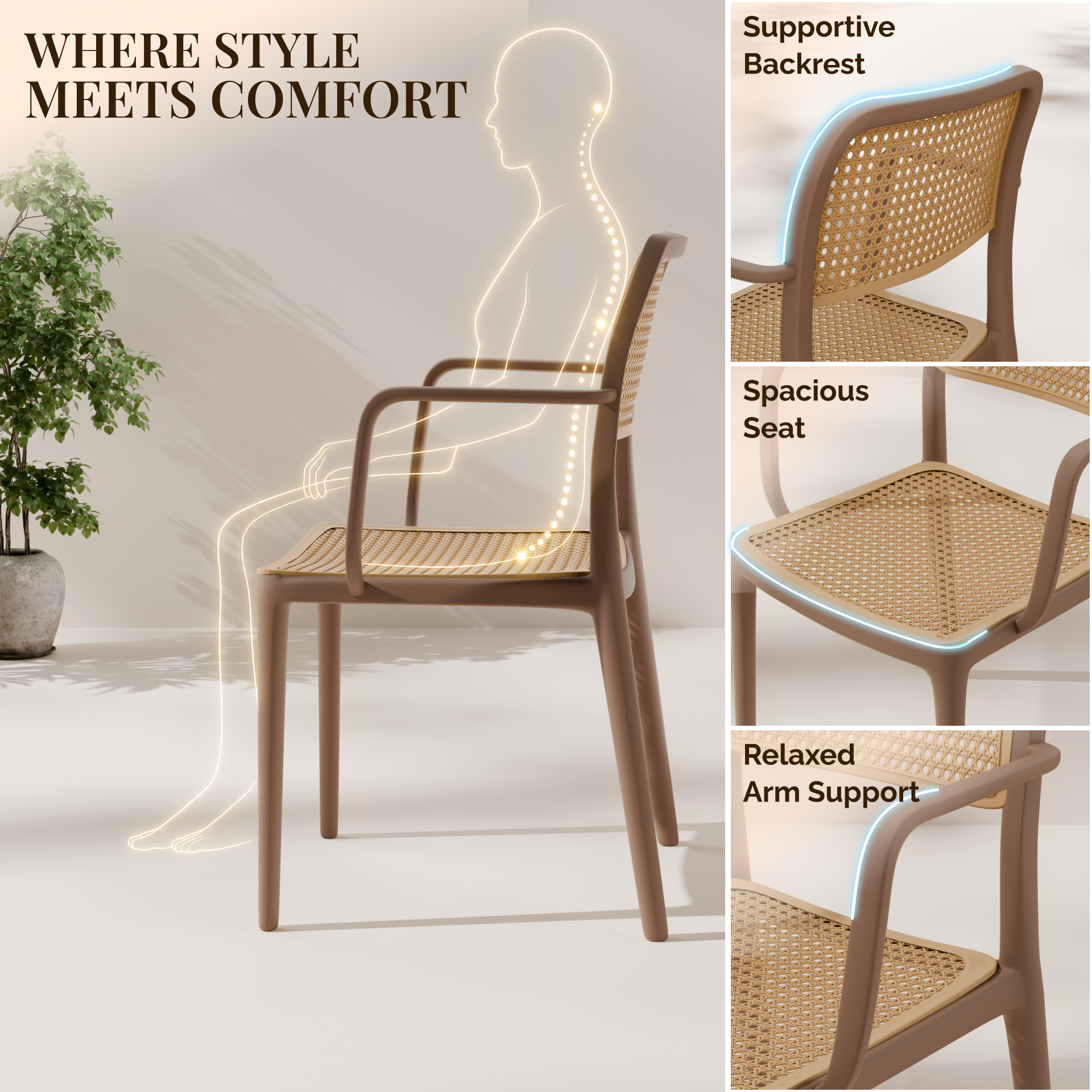 beAAtho Bloom Designer Chair for Dining, Living Room, Bedroom, Cafeteria, Cafe, Restaurant & Hotel | Modern Accent Chair | Ergonomic Comfort | Indoor & Outdoor Use | 3-Year Warranty |