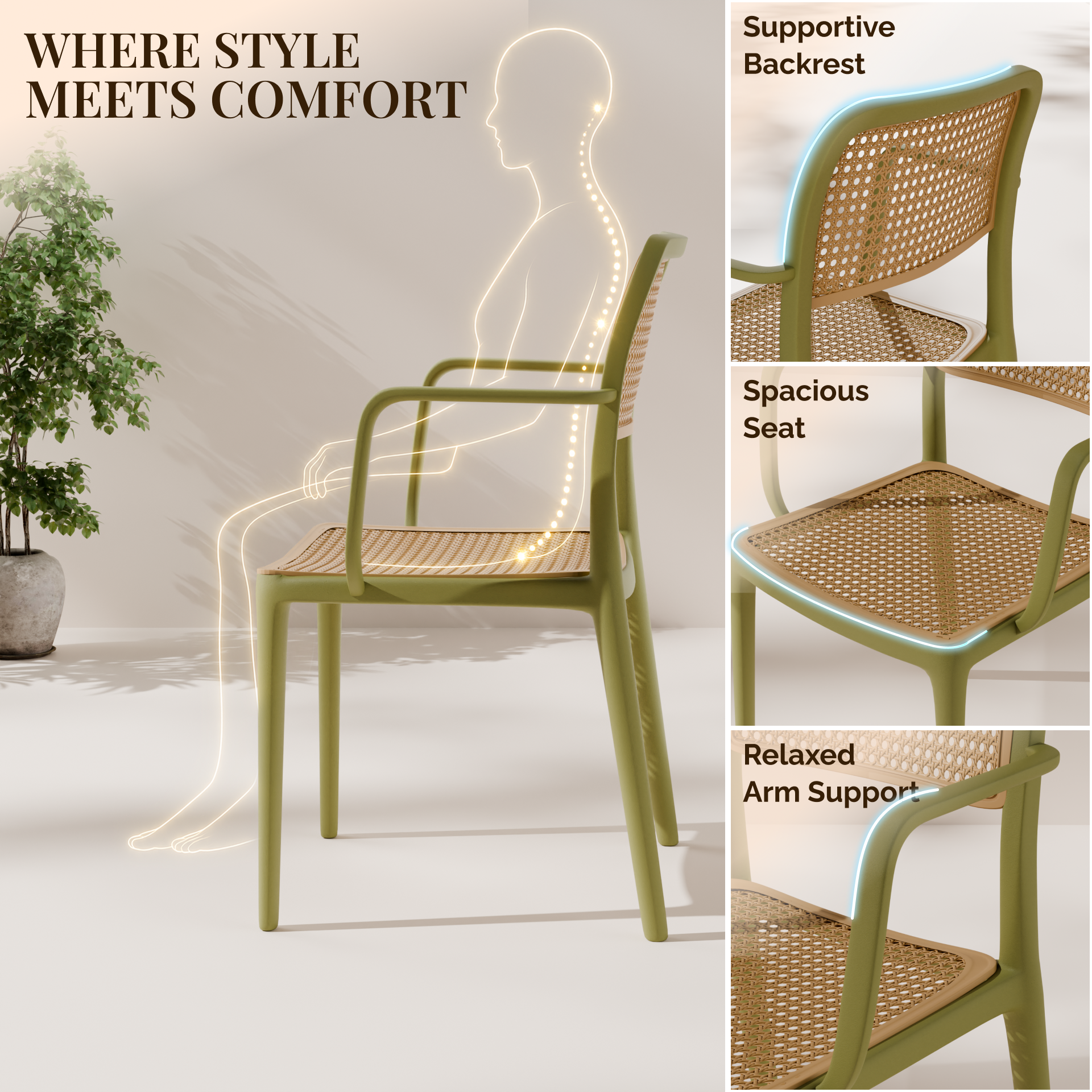 beAAtho Bloom Designer Chair for Dining, Living Room, Bedroom, Cafeteria, Cafe, Restaurant & Hotel | Modern Accent Chair | Ergonomic Comfort | Indoor & Outdoor Use | 3-Year Warranty |